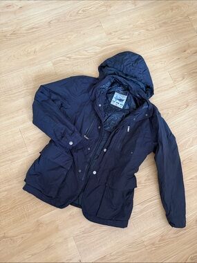 Navy Hooded Rain Jacket - Quilted Lining